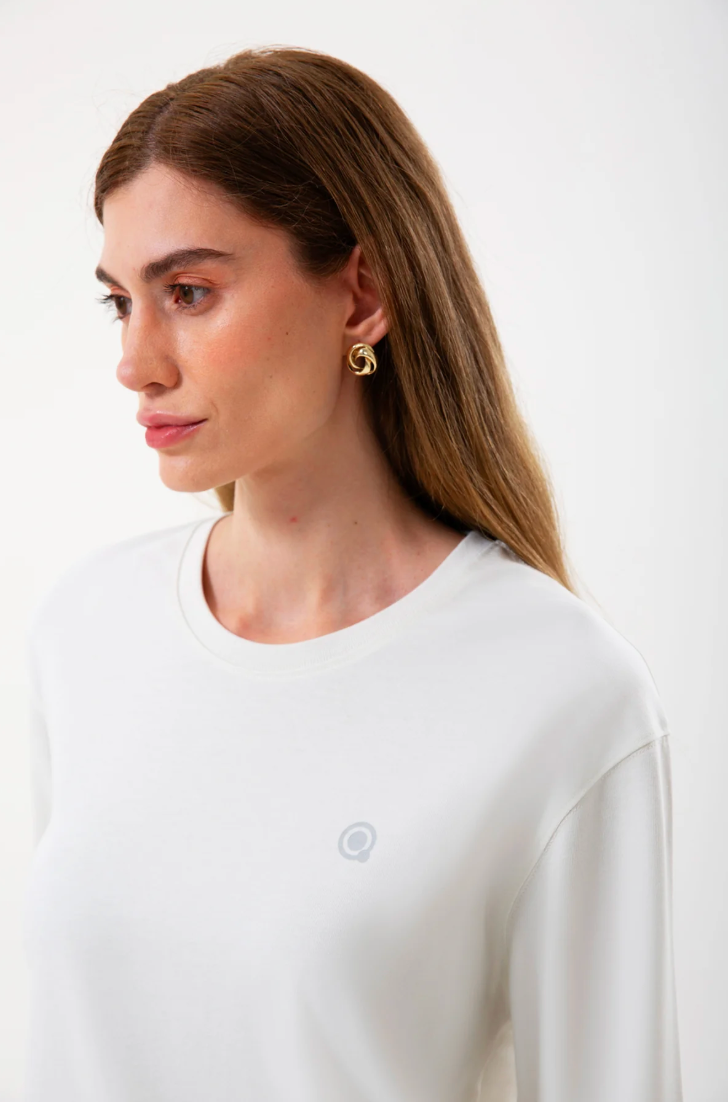 %100 Organik Pamuk Kadın Bisiklet Yaka Ribanalı 2’li Set – Lila & Beyaz