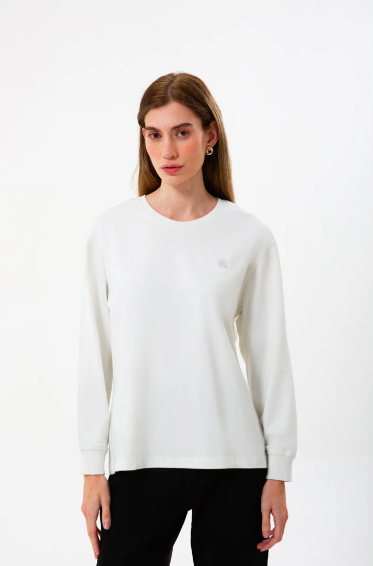 %100 Organik Pamuk Kadın Bisiklet Yaka Ribanalı 2’li Set – Lila & Beyaz