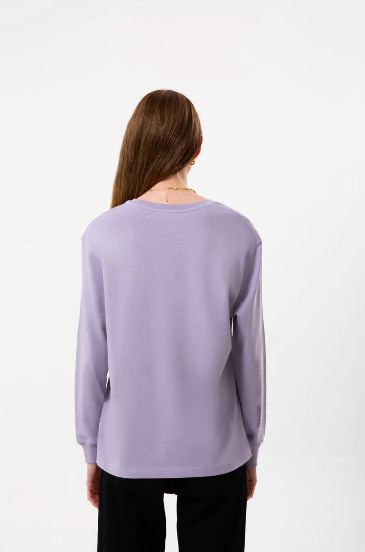 %100 Organik Pamuk Kadın Bisiklet Yaka Ribanalı 2’li Set – Lila & Beyaz