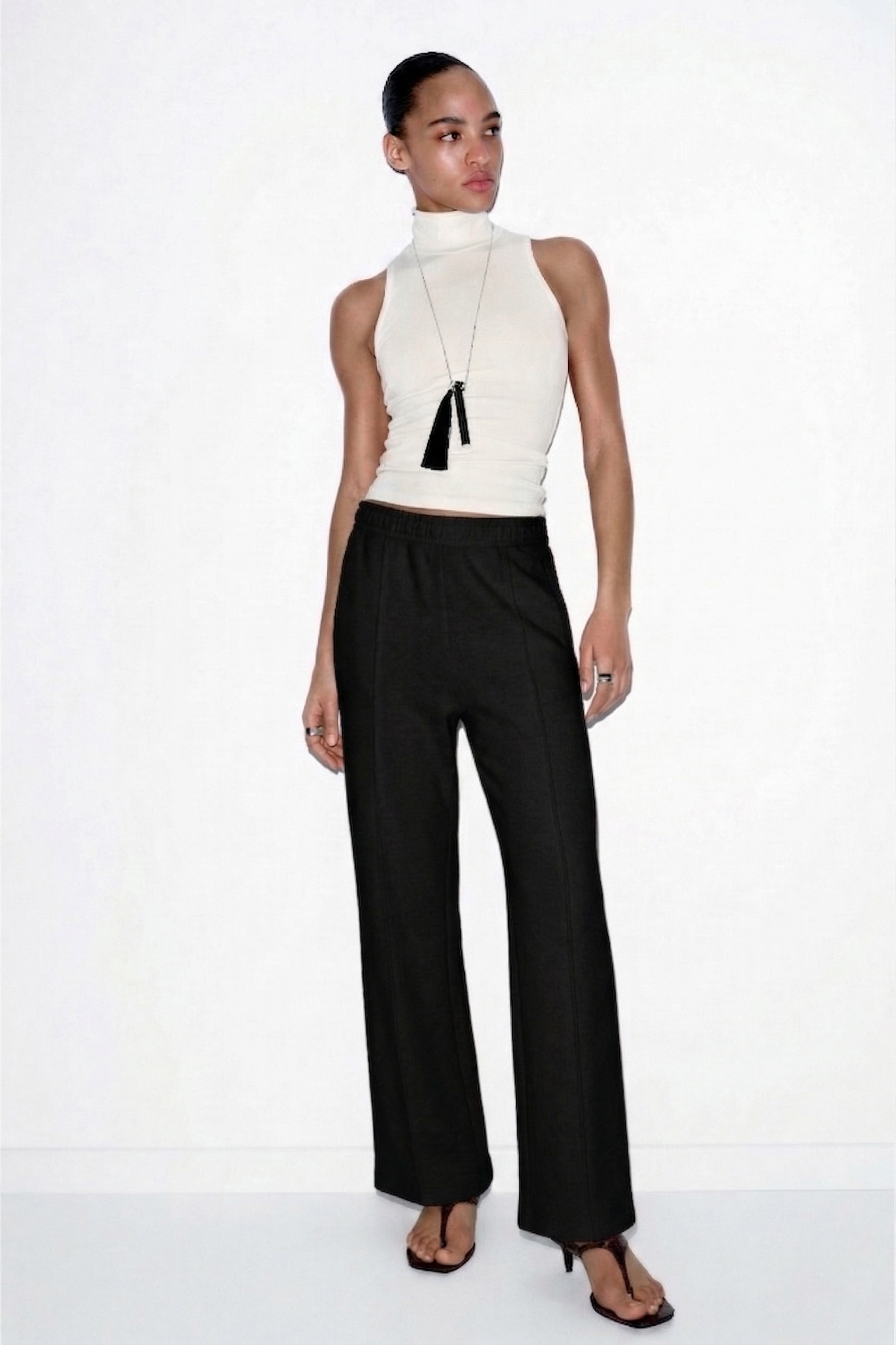 Organik Pamuklu Rahat Kesim Siyah Kadın Pantolon