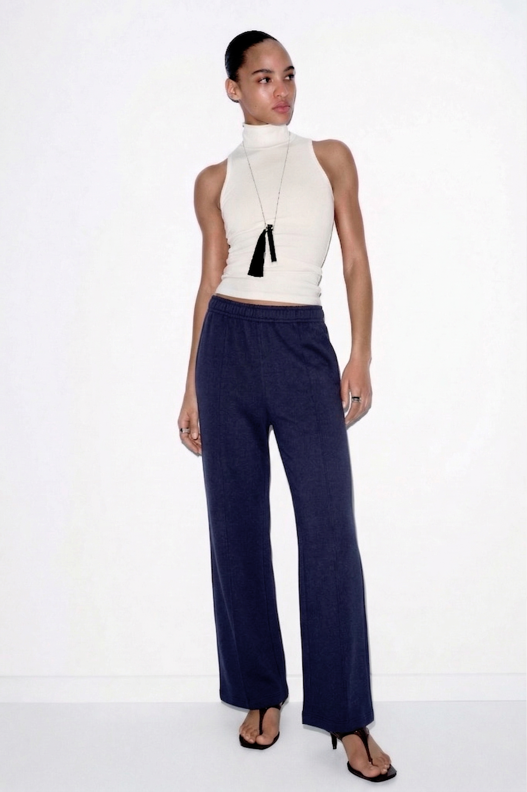 Organik Pamuklu Rahat Kesim Lacivert Kadın Pantolon