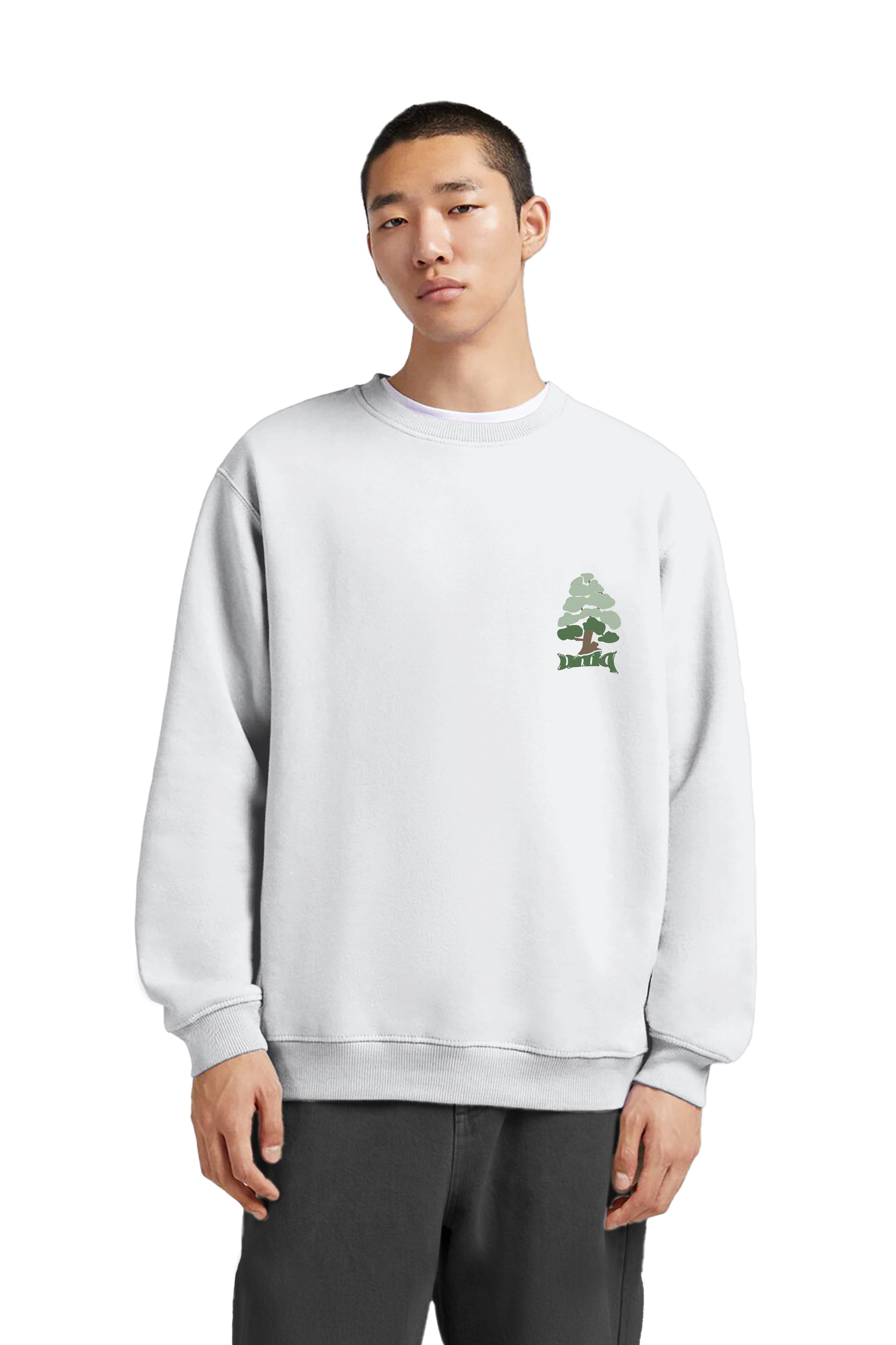 Ağaç Nakışlı Organik Pamuklu Sweatshirt