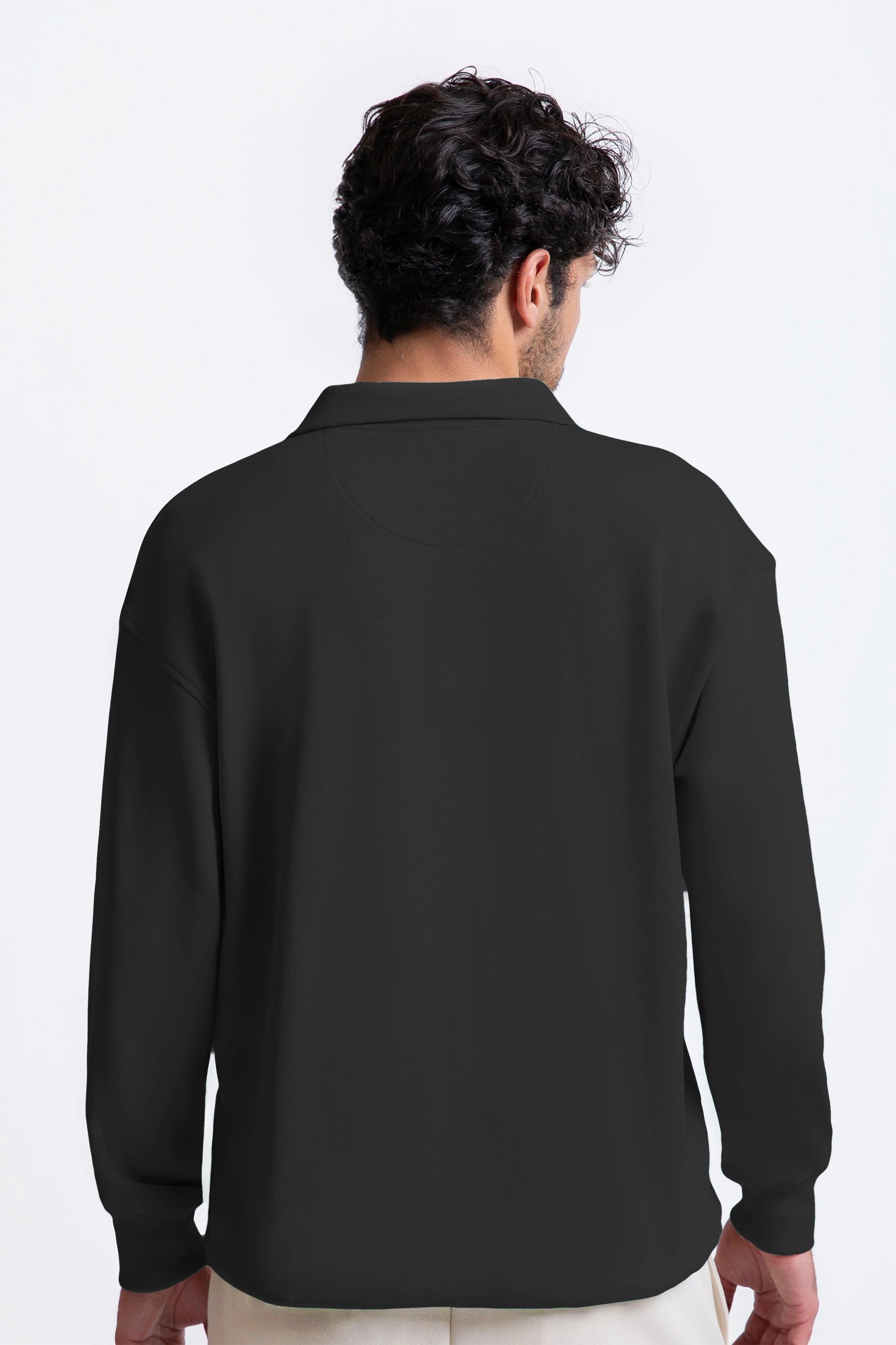 Antrasit pamuklu erkek polo yaka sweatshirt #Renk_Antrasit