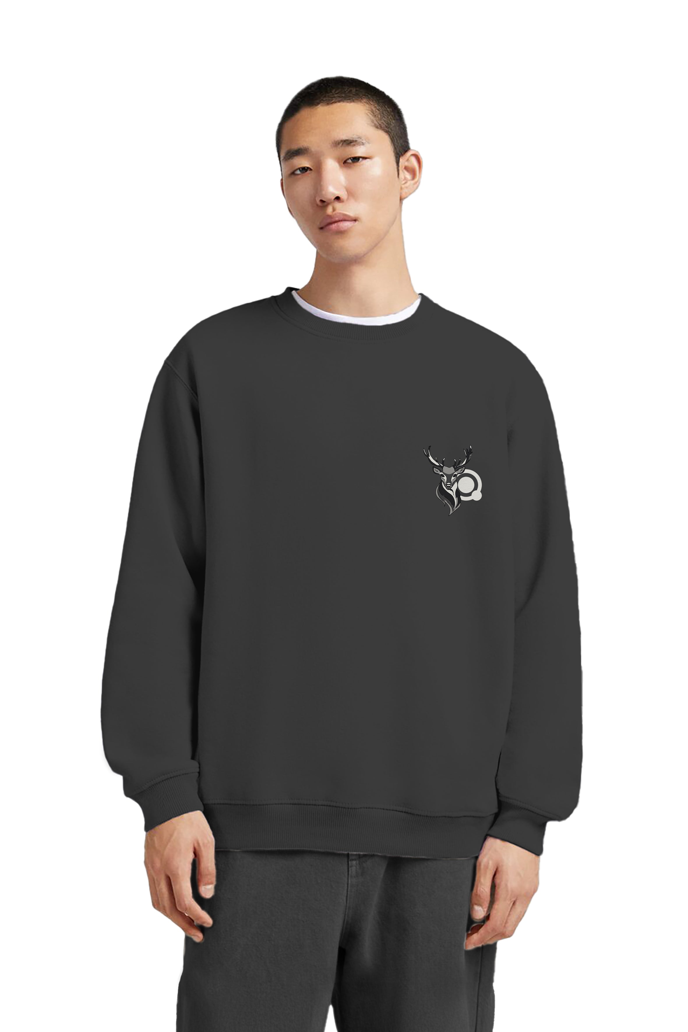 Geyik Nakışlı Organik Pamuklu Sweatshirt