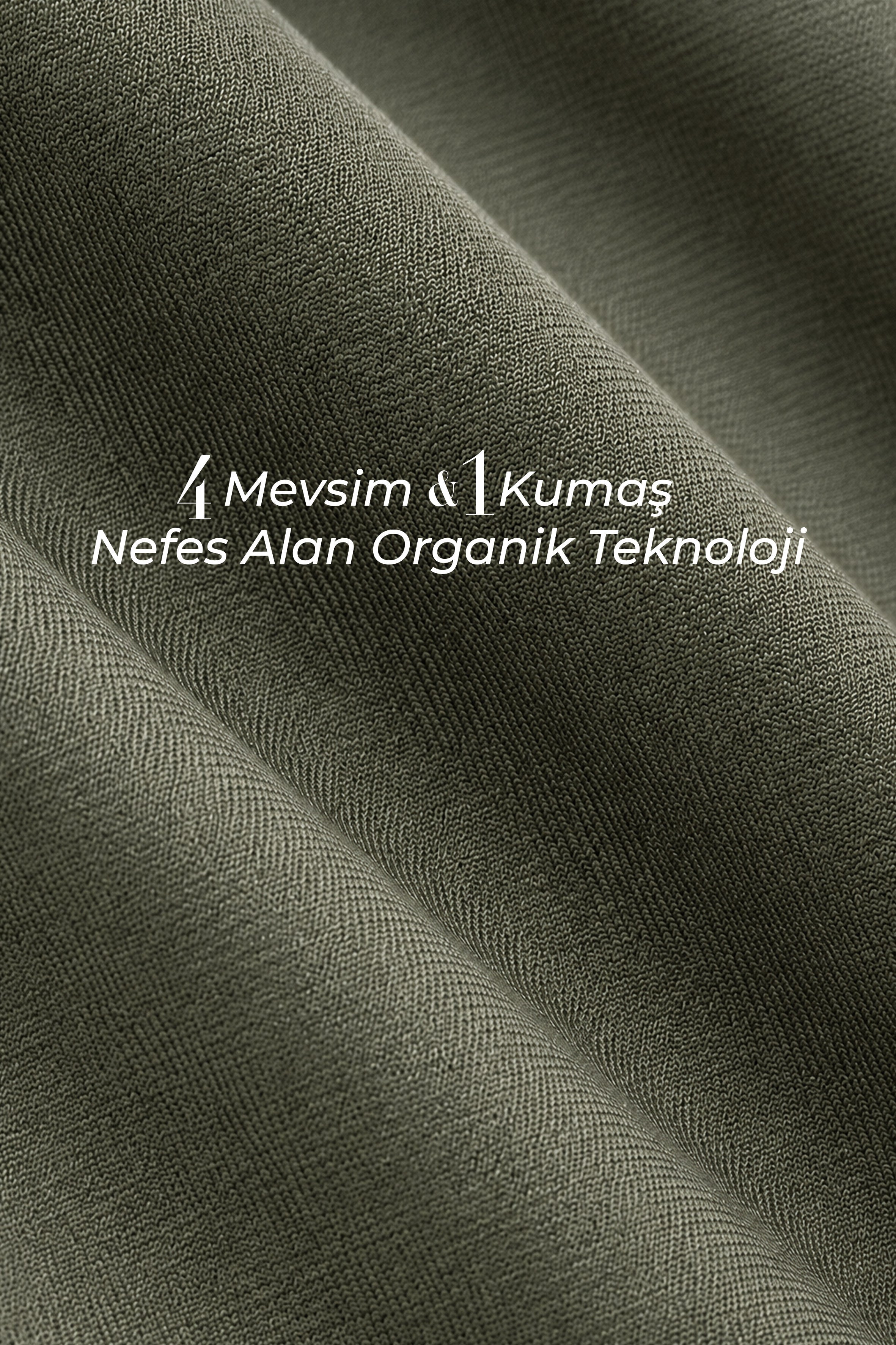 UNIQVIBE haki kadın sweatpant organik pamuklu kumaş dokusu