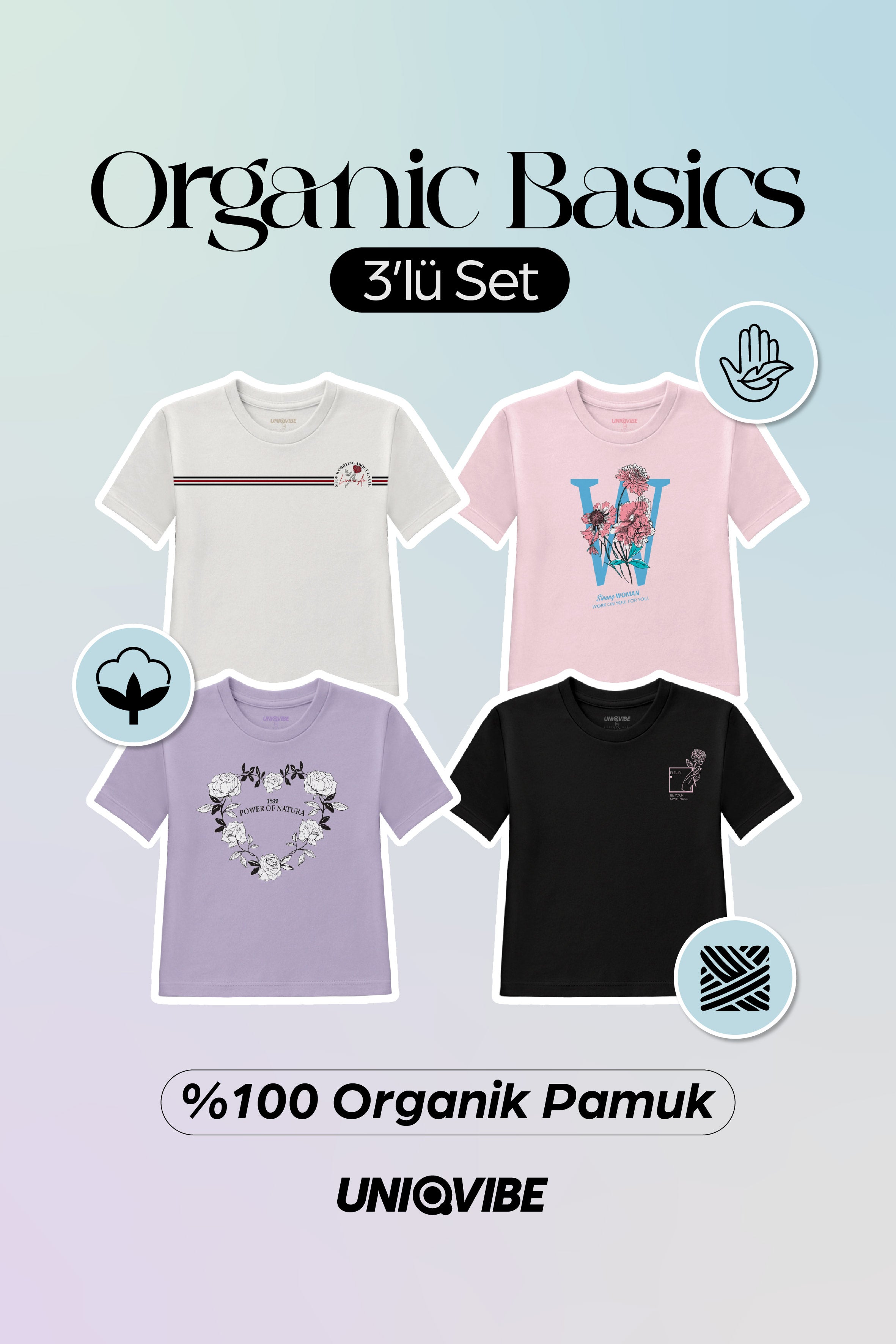 Crop 4'lü Tişört Set; Siyah, Beyaz, Pembe, Lila