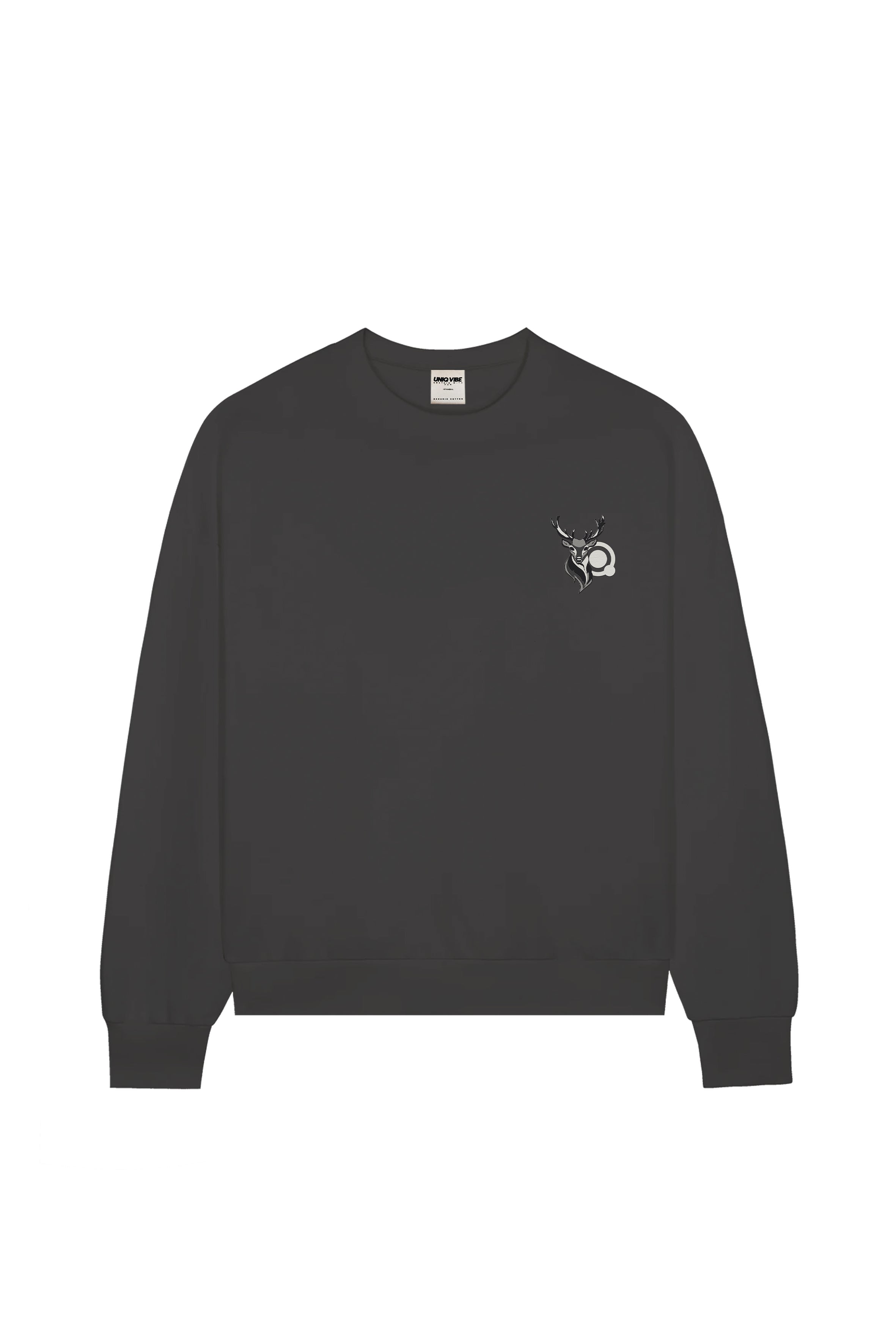 Geyik Nakışlı Organik Pamuklu Kadın Sweatshirt